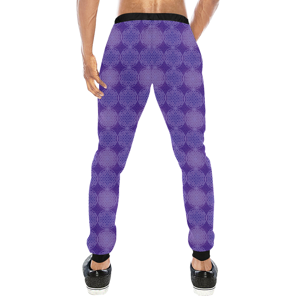 FLOWER OF LIFE stamp pattern purple violet Men's All Over Print Sweatpants (Model L11)