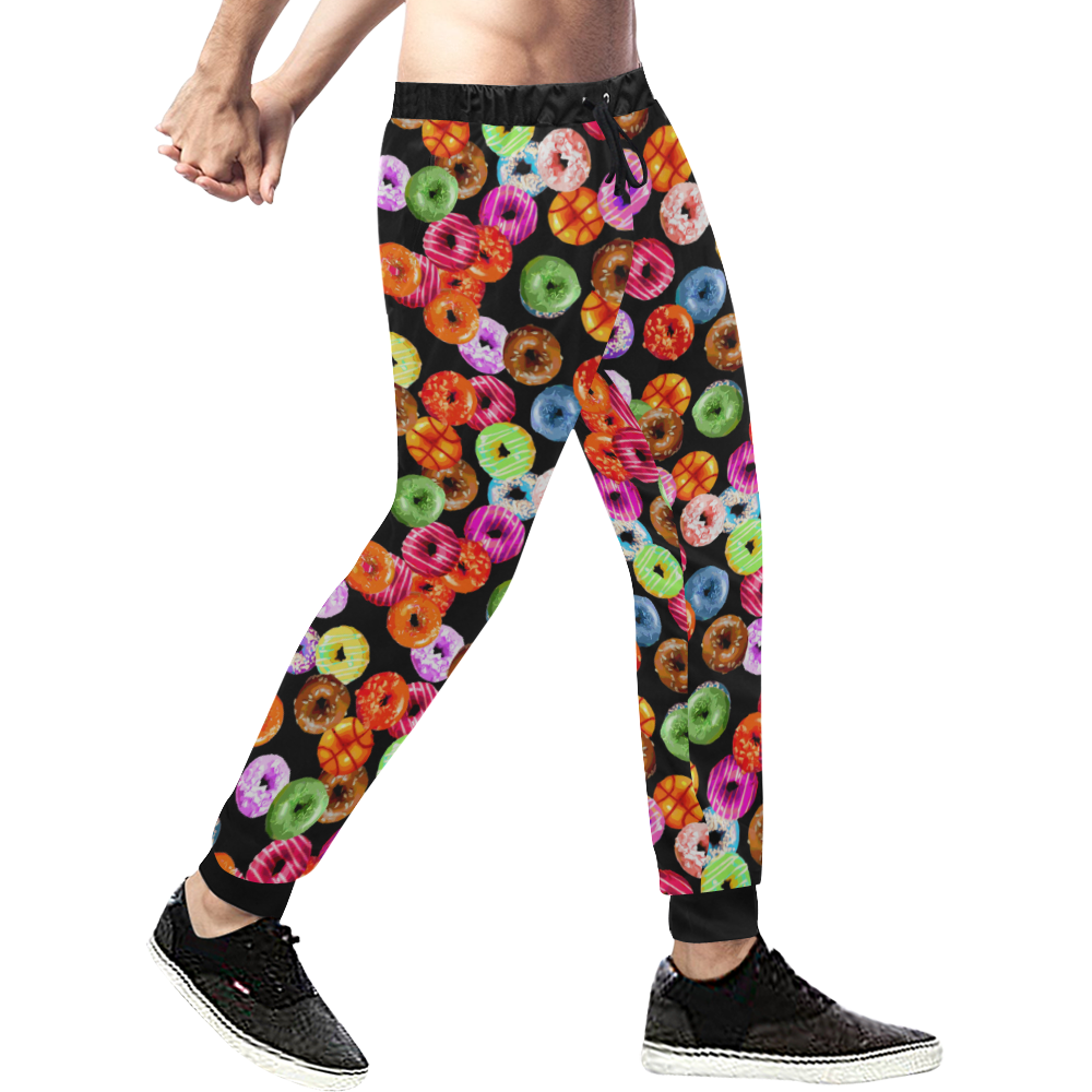 Colorful Yummy DONUTS pattern Men's All Over Print Sweatpants (Model L11)