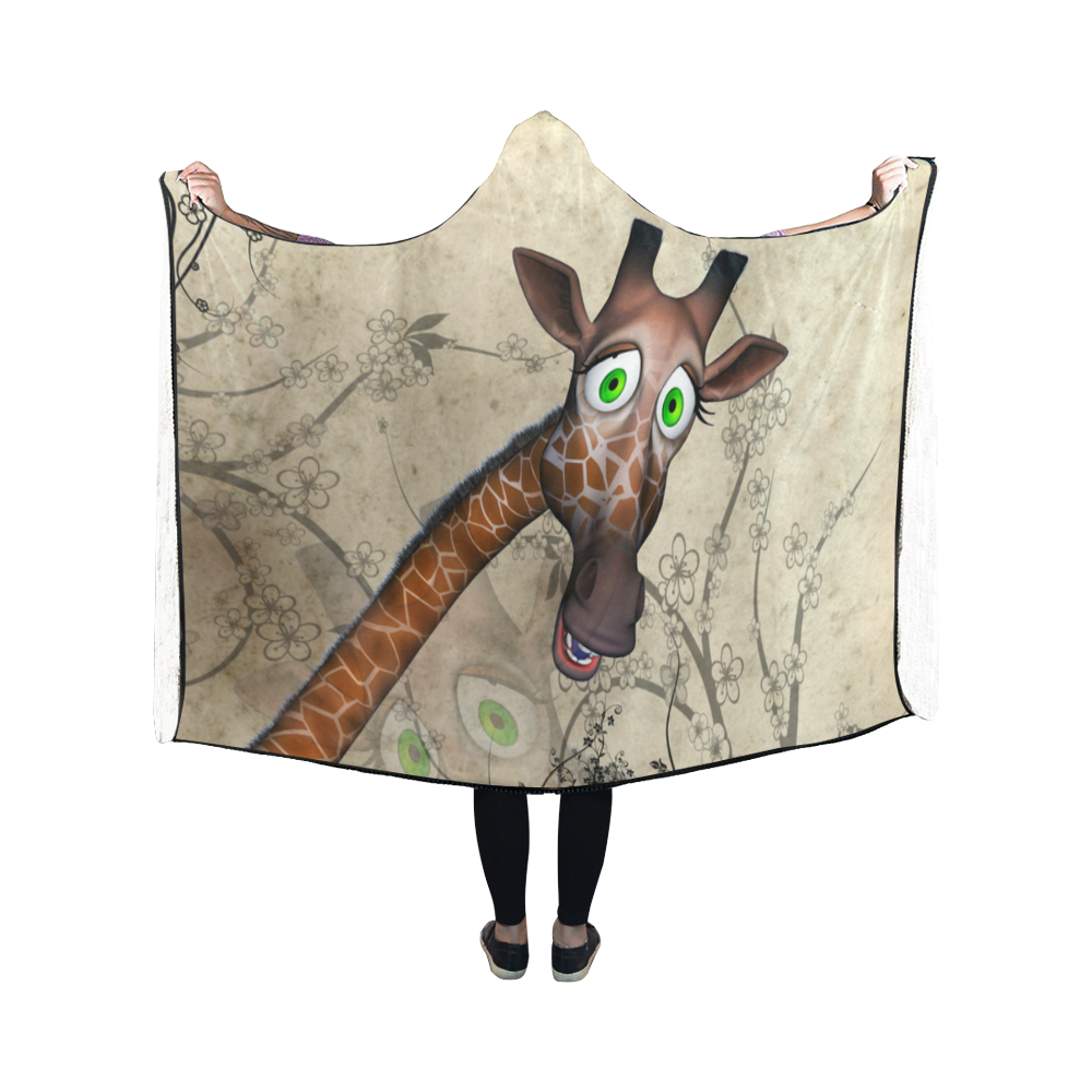 Funny, happy giraffe Hooded Blanket 50''x40''