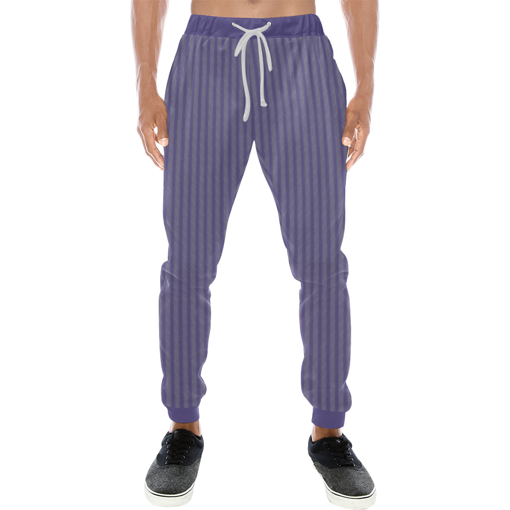 Ultra Violet Striped Pattern Men's All Over Print Sweatpants (Model L11)