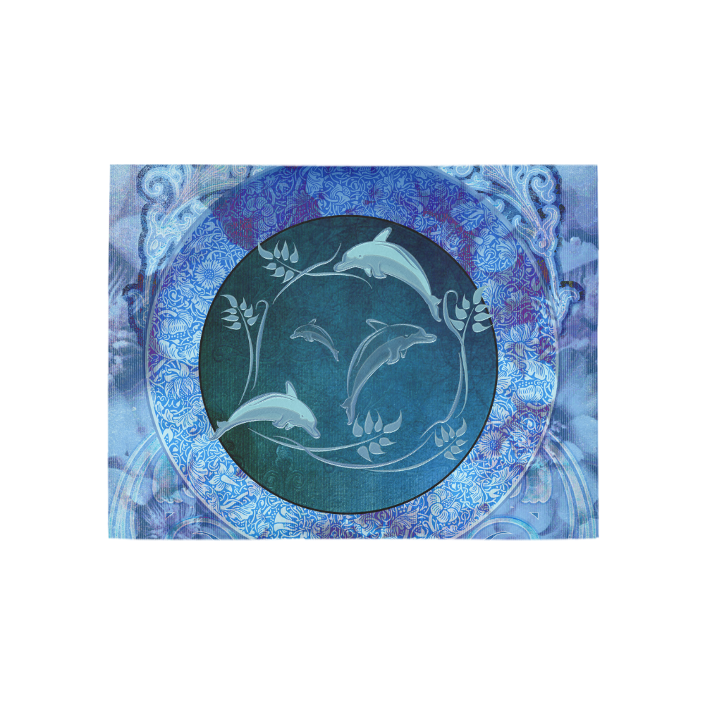 Dolphin with floral elelements Area Rug 5'3''x4'