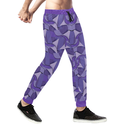Ultra Violet Abstract Waves Men's All Over Print Sweatpants (Model L11)