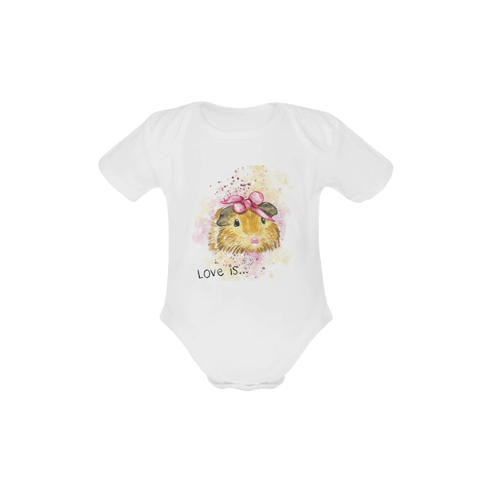 Love is... a Guinea Pig White Baby Powder Organic Short Sleeve One Piece (Model T28)