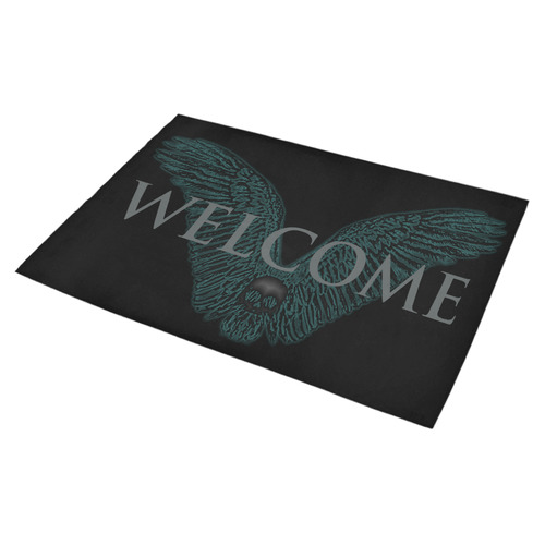 wings skull welcome Azalea Doormat 30" x 18" (Sponge Material)