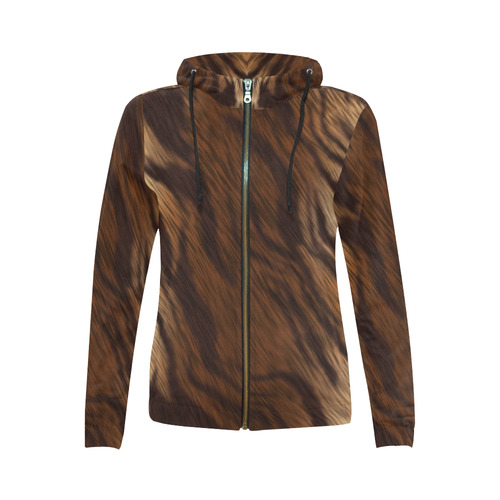 Fur All Over Print Full Zip Hoodie for Women (Model H14)