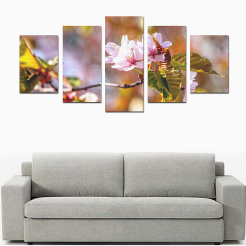 sakura cherry blossom flower spring flora pink Canvas Print Sets D (No Frame)