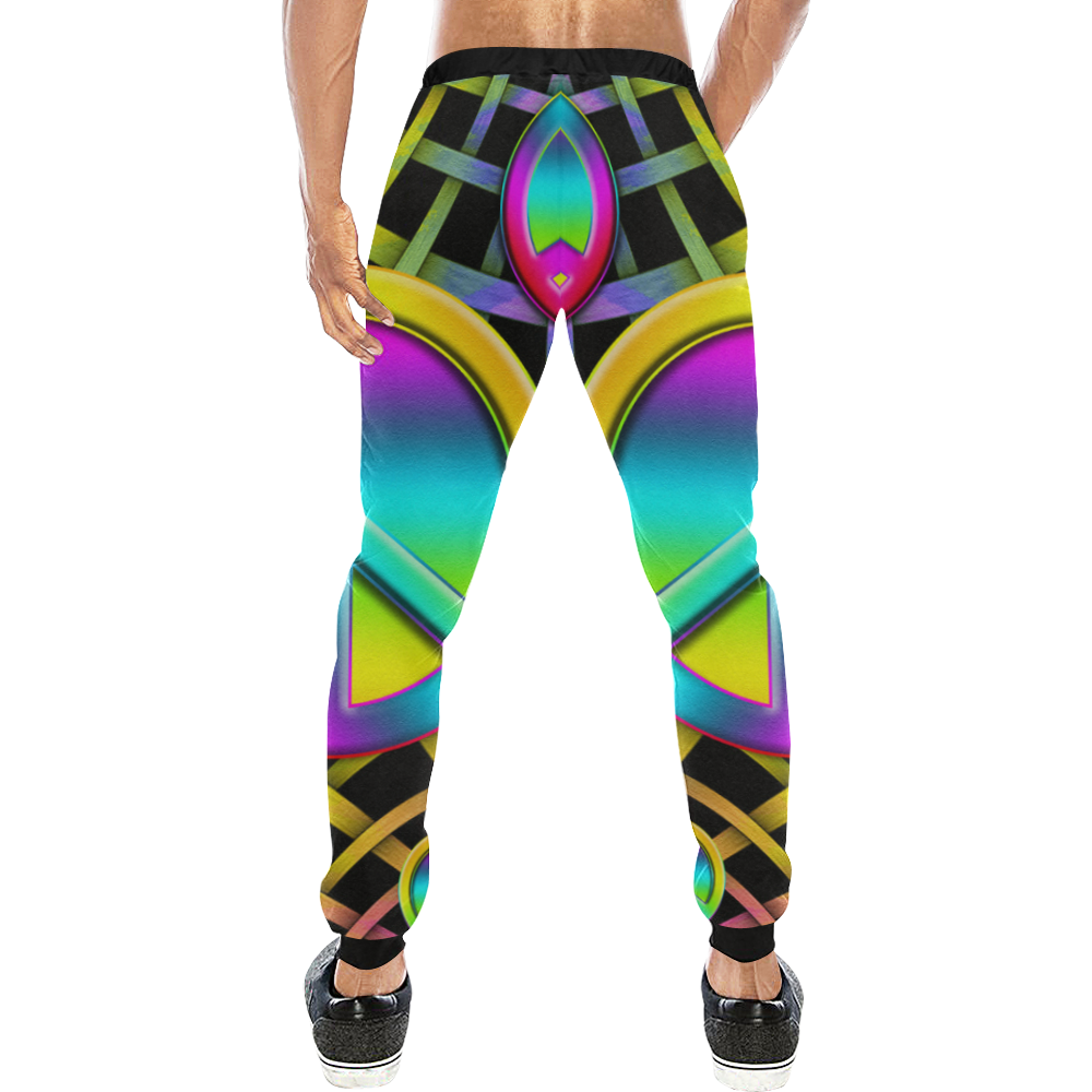 Neon Colorful PEACE pattern Men's All Over Print Sweatpants (Model L11)