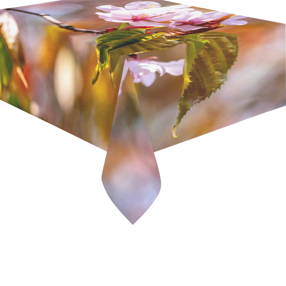 sakura cherry blossom flower spring flora pink Cotton Linen Tablecloth 60" x 90"
