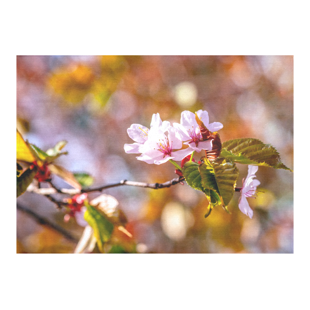 sakura cherry blossom flower spring flora pink Cotton Linen Tablecloth 60"x 84"