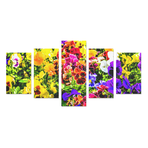 Viola Tricolor Flower colorful beautiful spring Canvas Print Sets C (No Frame)