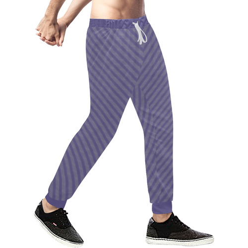 Ultra Violet Diagonal Stripes Men's All Over Print Sweatpants (Model L11)