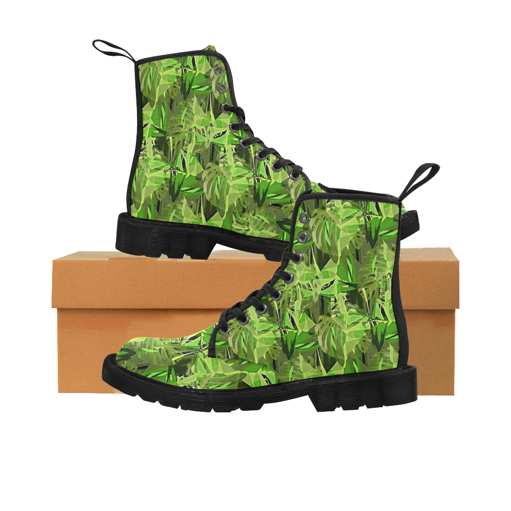 Tropical Jungle Leaves Camouflage Martin Boots for Men (Black) (Model 1203H)