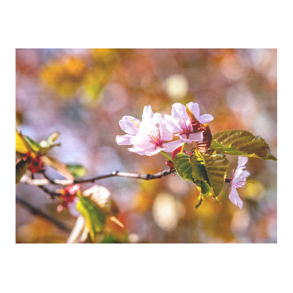 sakura cherry blossom flower spring flora pink Cotton Linen Tablecloth 52"x 70"