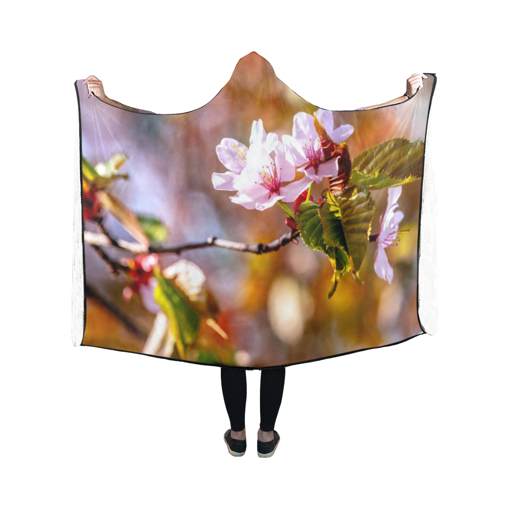 sakura cherry blossom flower spring flora pink Hooded Blanket 50''x40''