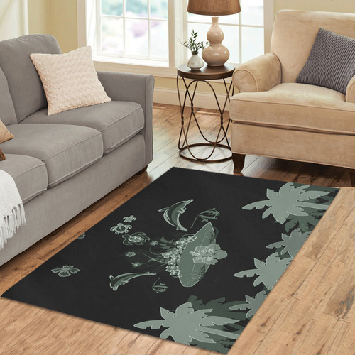 Playing dolphin Area Rug 5'3''x4'