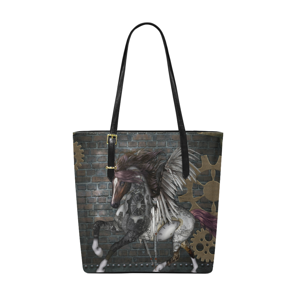 Steampunk, awesome steampunk horse with wings Euramerican Tote Bag/Small (Model 1655)
