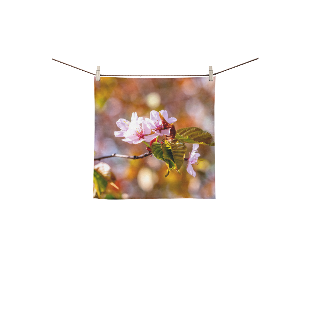 sakura cherry blossom flower spring flora pink Square Towel 13“x13”