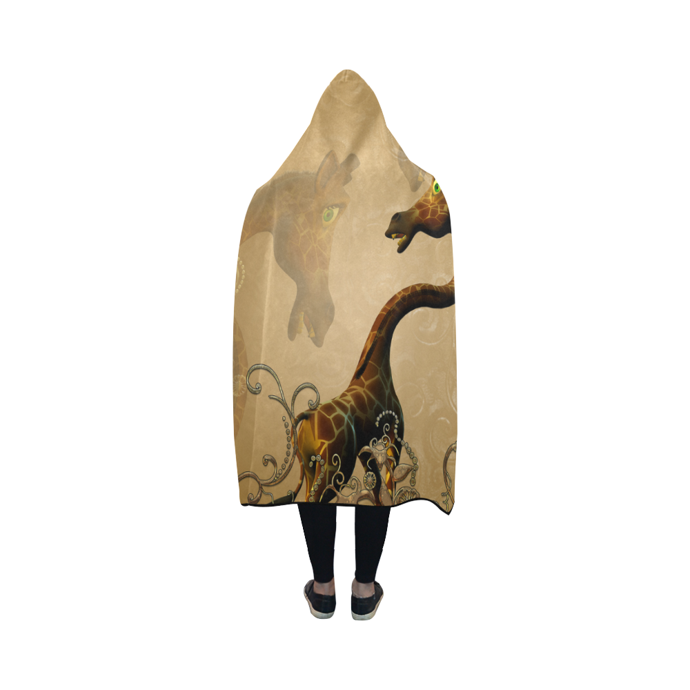 Little frightened giraffe Hooded Blanket 50''x40''