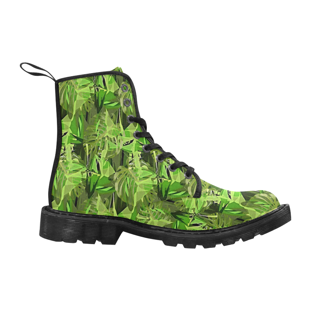 Tropical Jungle Leaves Camouflage Martin Boots for Men (Black) (Model 1203H)