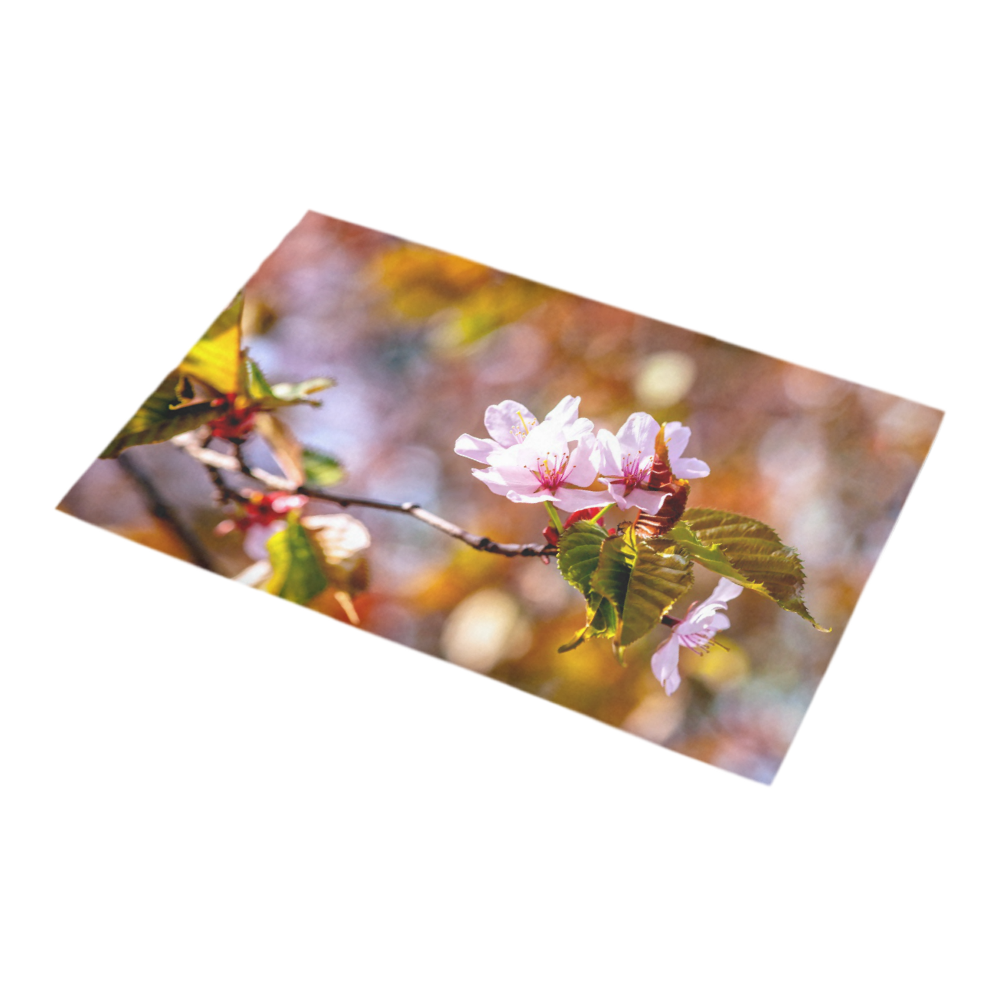 sakura cherry blossom flower spring flora pink Bath Rug 16''x 28''