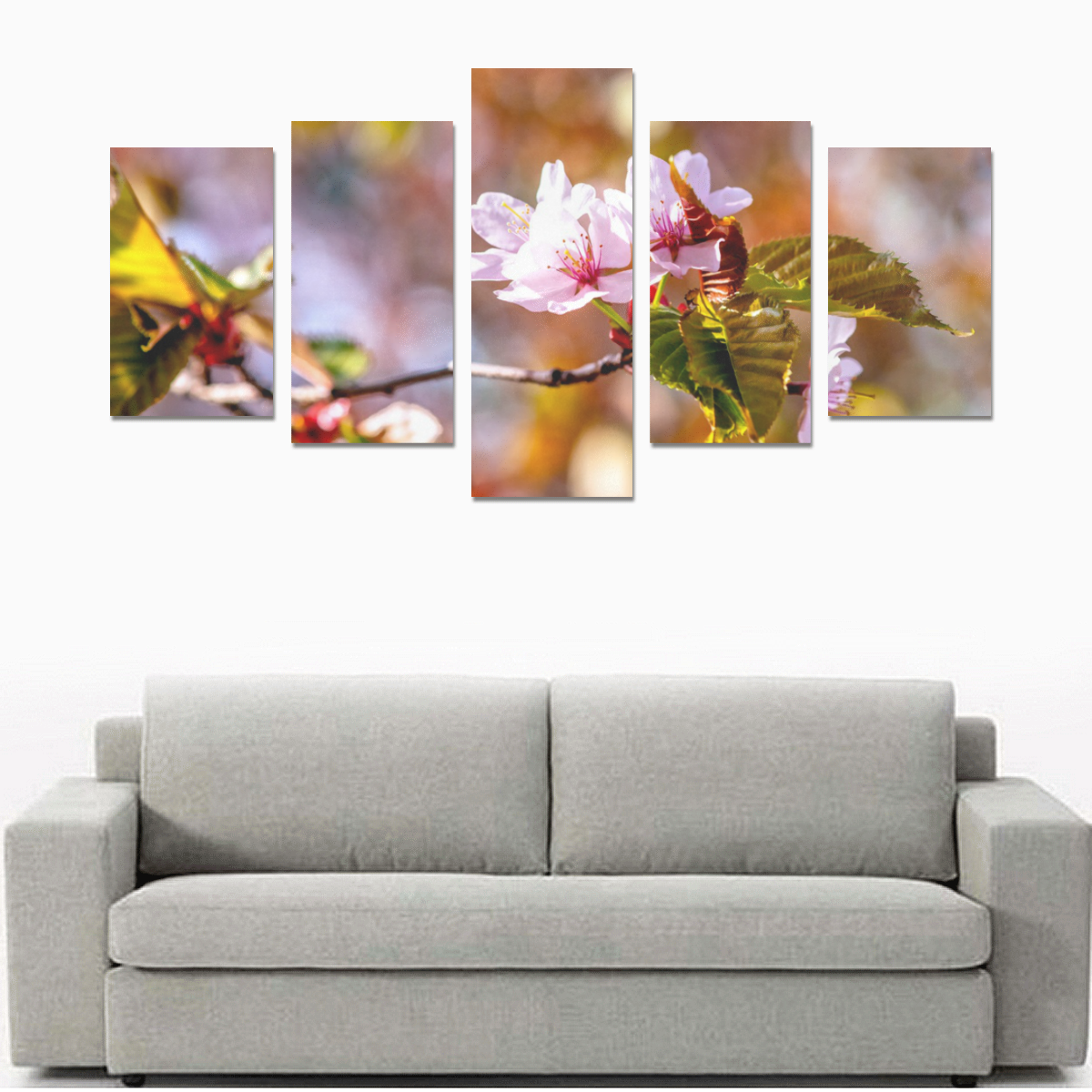 sakura cherry blossom flower spring flora pink Canvas Print Sets C (No Frame)