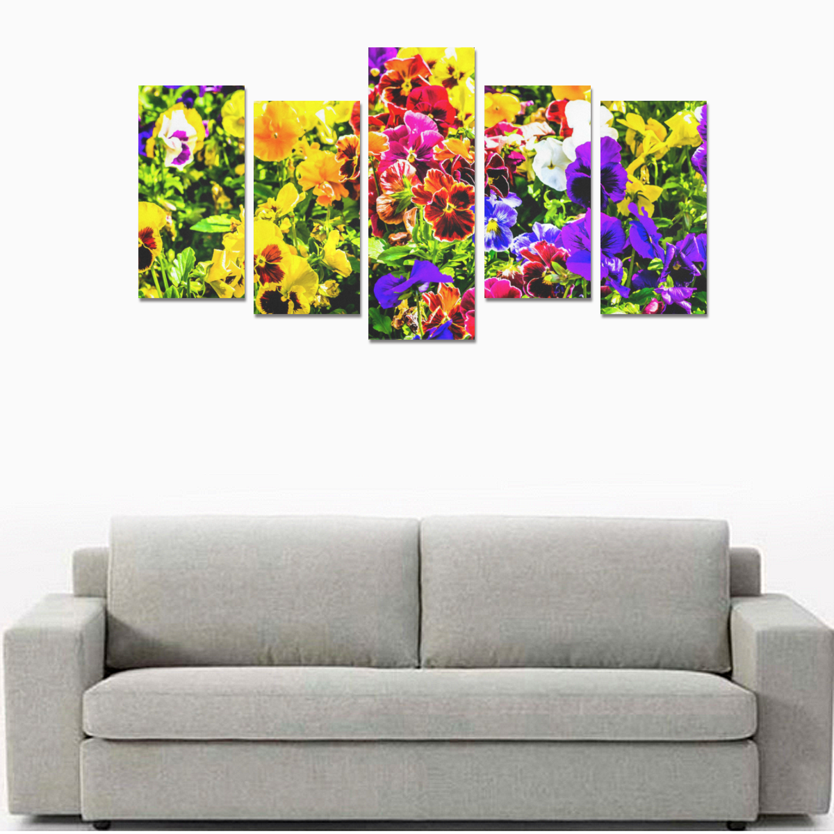 Viola Tricolor Flower colorful beautiful spring Canvas Print Sets E (No Frame)