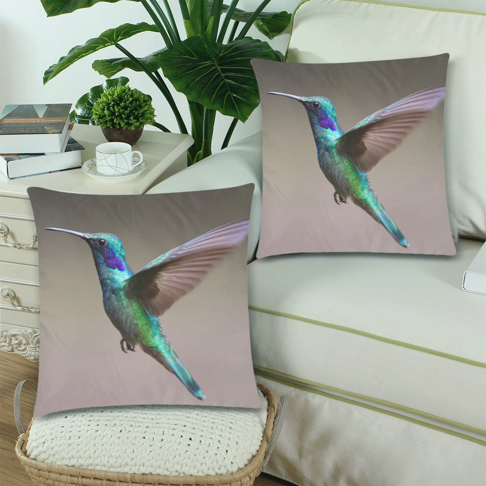 Pillows 18 x 18 Humming Bird by Tell3People Custom Zippered Pillow Cases 18"x 18" (Twin Sides) (Set of 2)