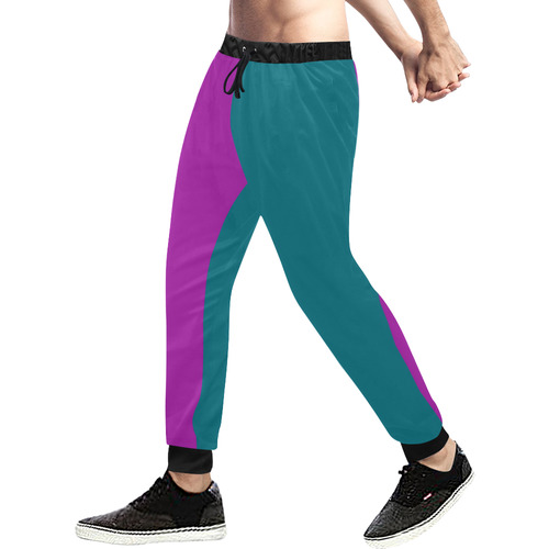 Only two Colors: Petrol Blue - Magenta Pink Men's All Over Print Sweatpants (Model L11)