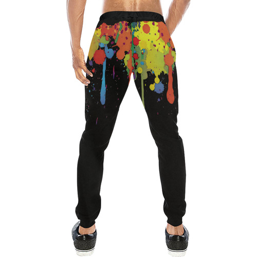 Crazy multicolored running SPLASHES Men's All Over Print Sweatpants (Model L11)
