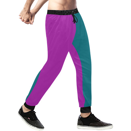 Only two Colors: Petrol Blue - Magenta Pink Men's All Over Print Sweatpants (Model L11)