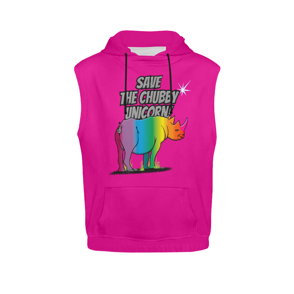 Rainbow Rhino - Save the Chubby Unicorn VAS2 All Over Print Sleeveless Hoodie for Men (Model H15)