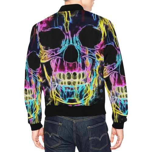 Neon Skull by Popart Lover All Over Print Bomber Jacket for Men (Model H19)
