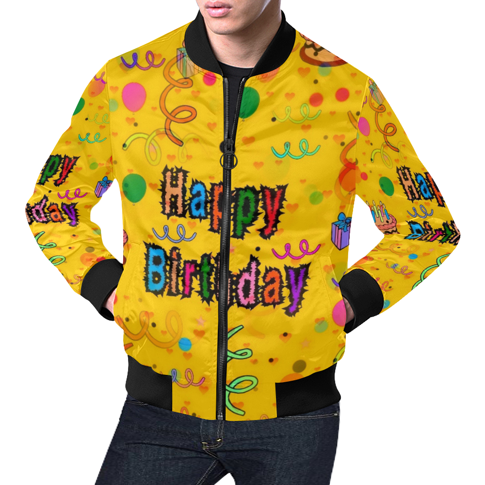 Happy Birthday by Popart Lover All Over Print Bomber Jacket for Men (Model H19)