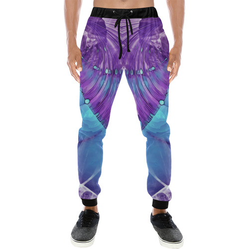 Abstract Fractal Painting - blue magenta pink Men's All Over Print Sweatpants (Model L11)