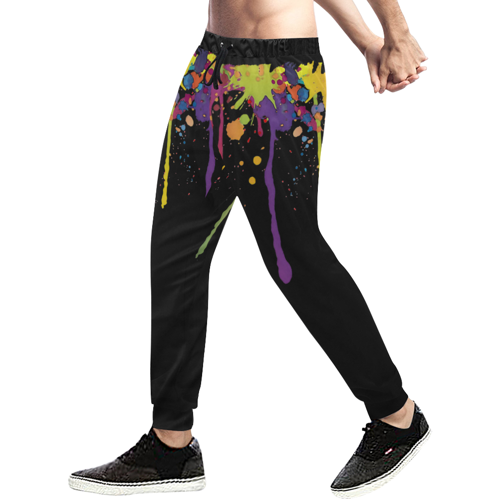 Crazy multicolored running SPLASHES Men's All Over Print Sweatpants (Model L11)