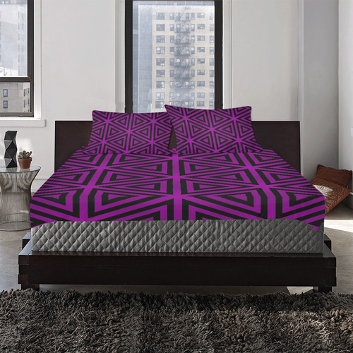 purple triangles-6500 3-Piece Bedding Set