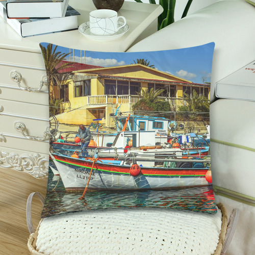 Pillows 18 x 18 Zippered Boats Docked by Tell3People Custom Zippered Pillow Cases 18"x 18" (Twin Sides) (Set of 2)