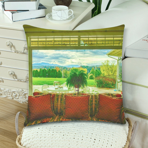 Pillows 18 x 18 Zippered Garden View from Living Room by Tell3People Custom Zippered Pillow Cases 18"x 18" (Twin Sides) (Set of 2)