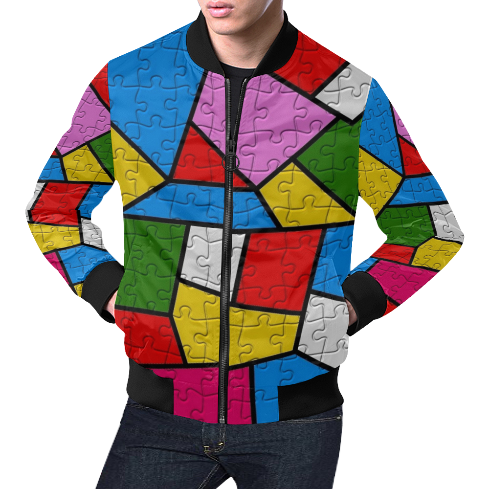 Puzzle Pop by Popart Lover All Over Print Bomber Jacket for Men (Model H19)