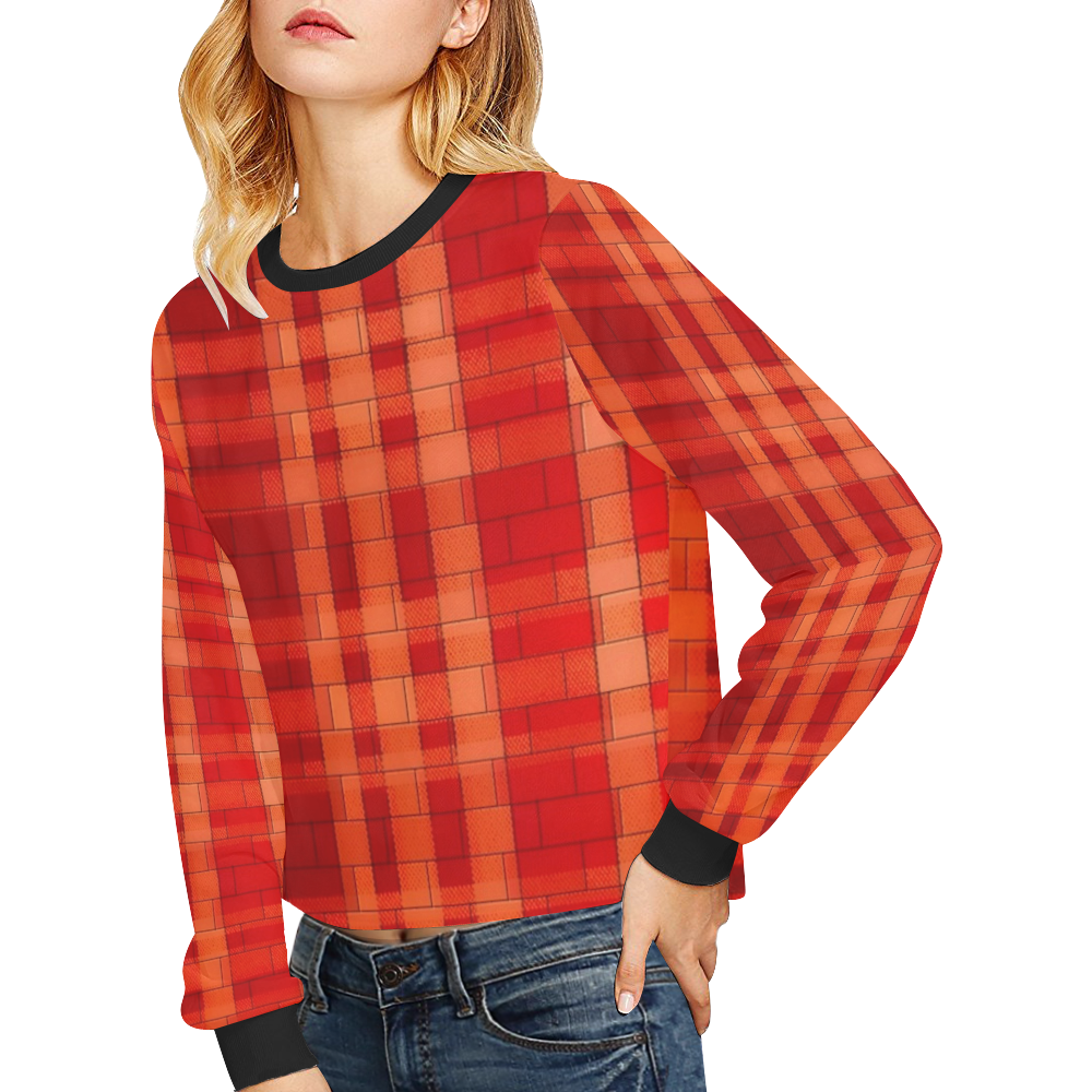 Retro Pattern by Artdream Crop Pullover Sweatshirts for Women (Model H20)