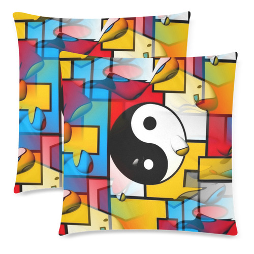 Ying yang by Nico bielow Custom Zippered Pillow Cases 18"x 18" (Twin Sides) (Set of 2)