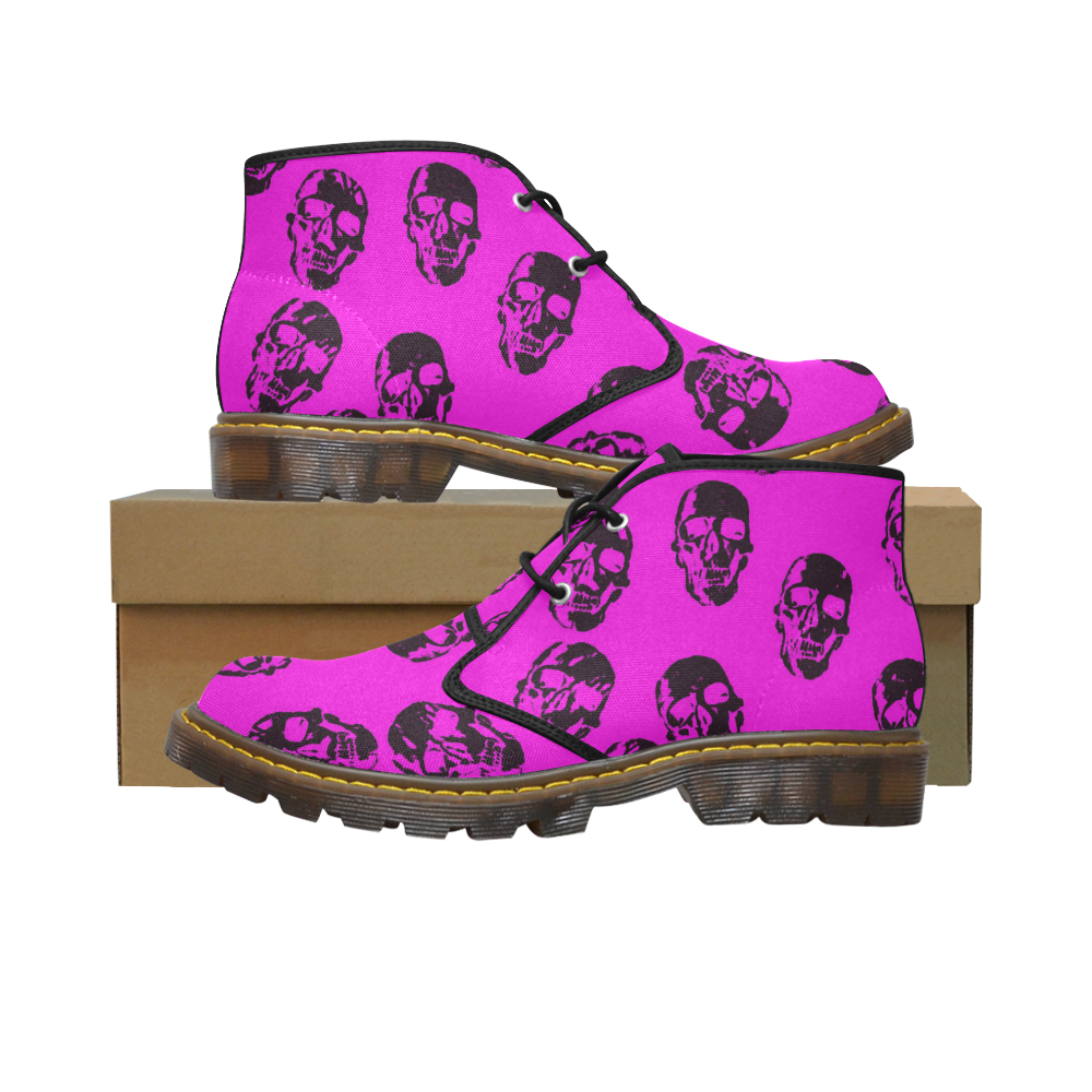 Hot Skulls,hot pink by JamColors Women's Canvas Chukka Boots/Large Size (Model 2402-1)