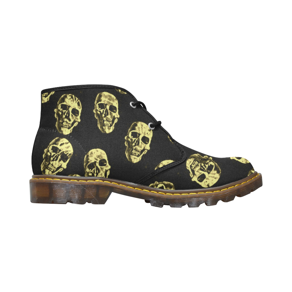 Hot Skulls,eggshell by JamColors Women's Canvas Chukka Boots/Large Size (Model 2402-1)