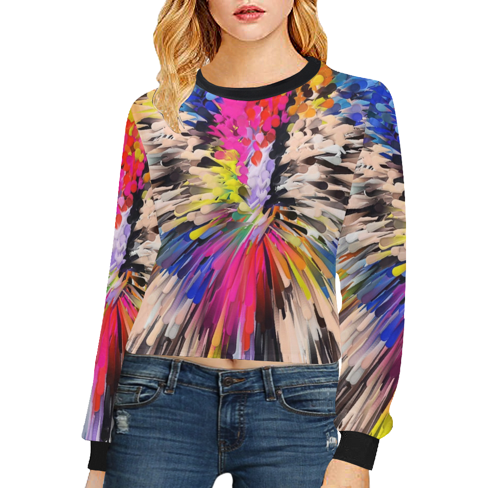 Spring Pattern by Artdream Crop Pullover Sweatshirts for Women (Model H20)