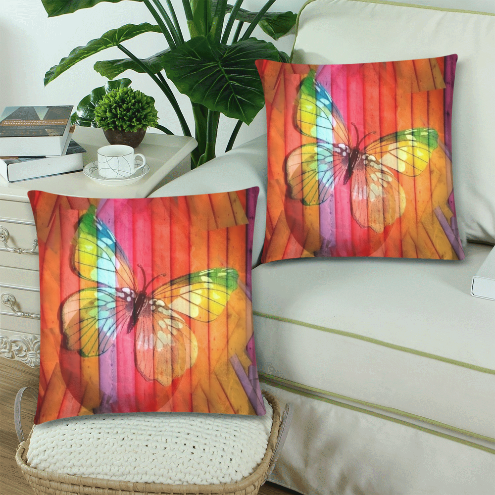 Butterfly Popart by Nico Bielow Custom Zippered Pillow Cases 18"x 18" (Twin Sides) (Set of 2)