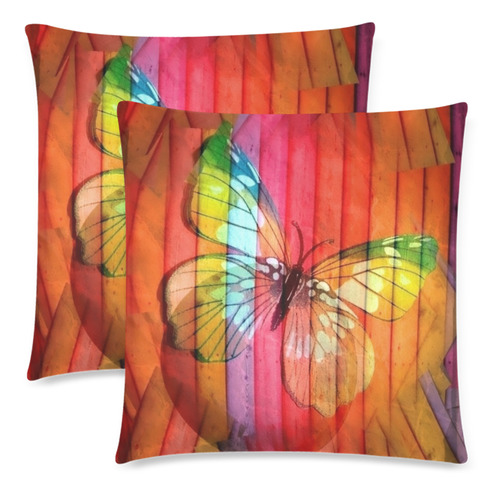 Butterfly Popart by Nico Bielow Custom Zippered Pillow Cases 18"x 18" (Twin Sides) (Set of 2)