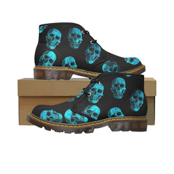 skulls blue by JamColors Women's Canvas Chukka Boots/Large Size (Model 2402-1)
