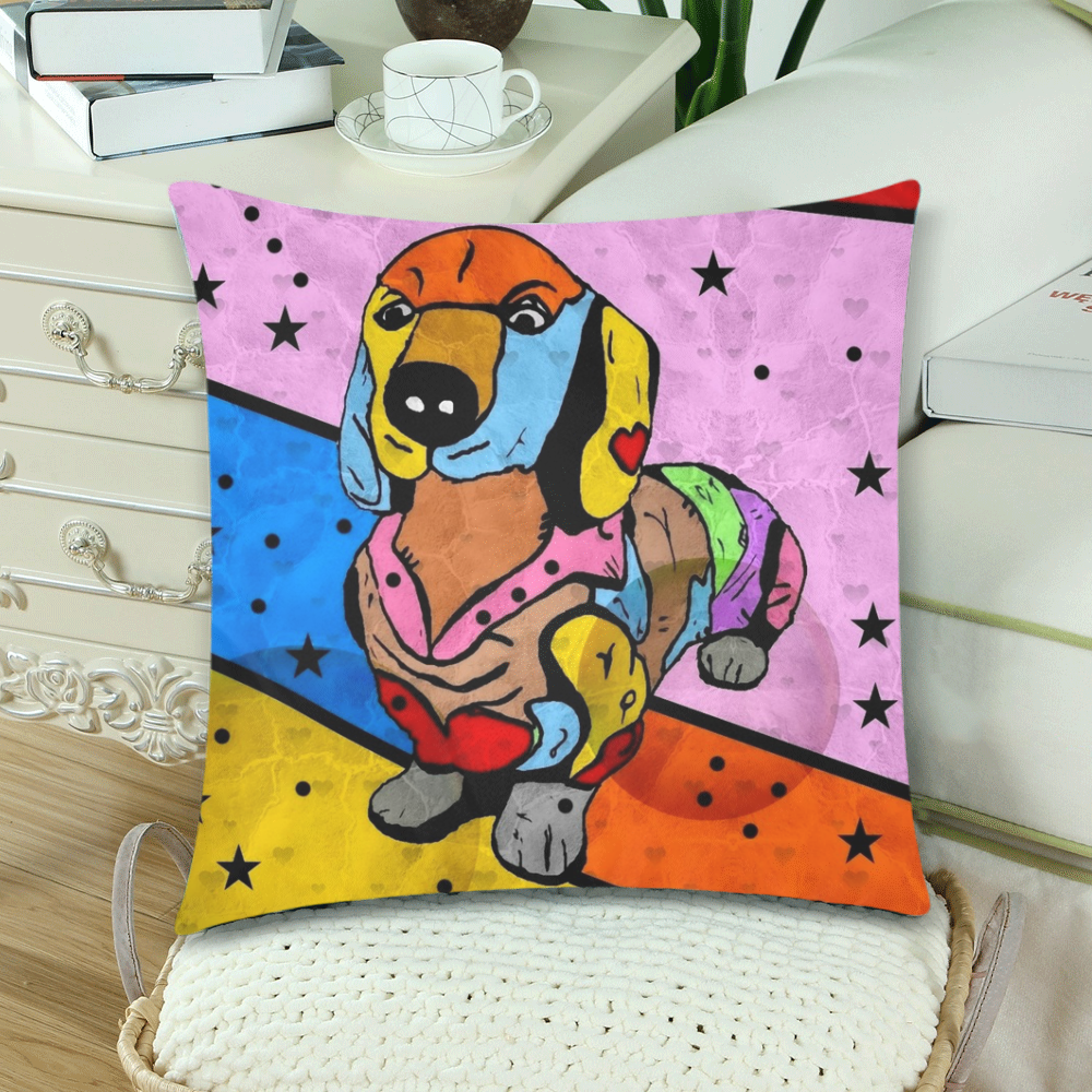 Dachshund Popart by Nico Bielow Custom Zippered Pillow Cases 18"x 18" (Twin Sides) (Set of 2)