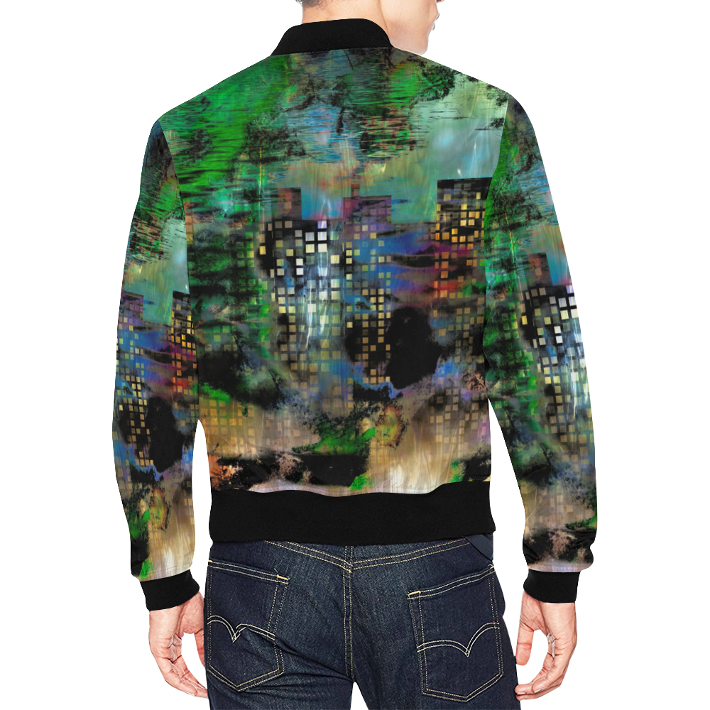 Urban Watercolor All Over Print Bomber Jacket for Men (Model H19)