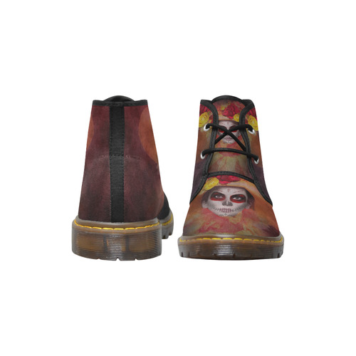 Sugarskull Summer Girl Men's Canvas Chukka Boots (Model 2402-1)